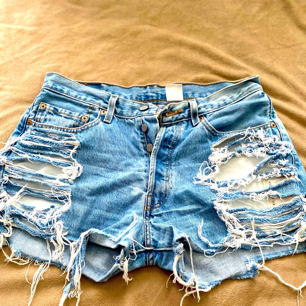 Levis  501 Vintage Distressed Jean Shorts